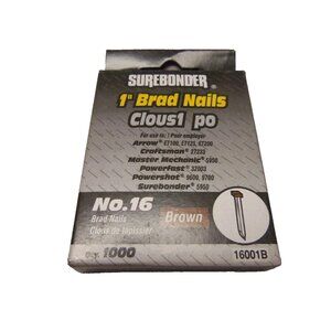 Surebonder No. 16 1" Brad Nails, Brown, 1000 Pack